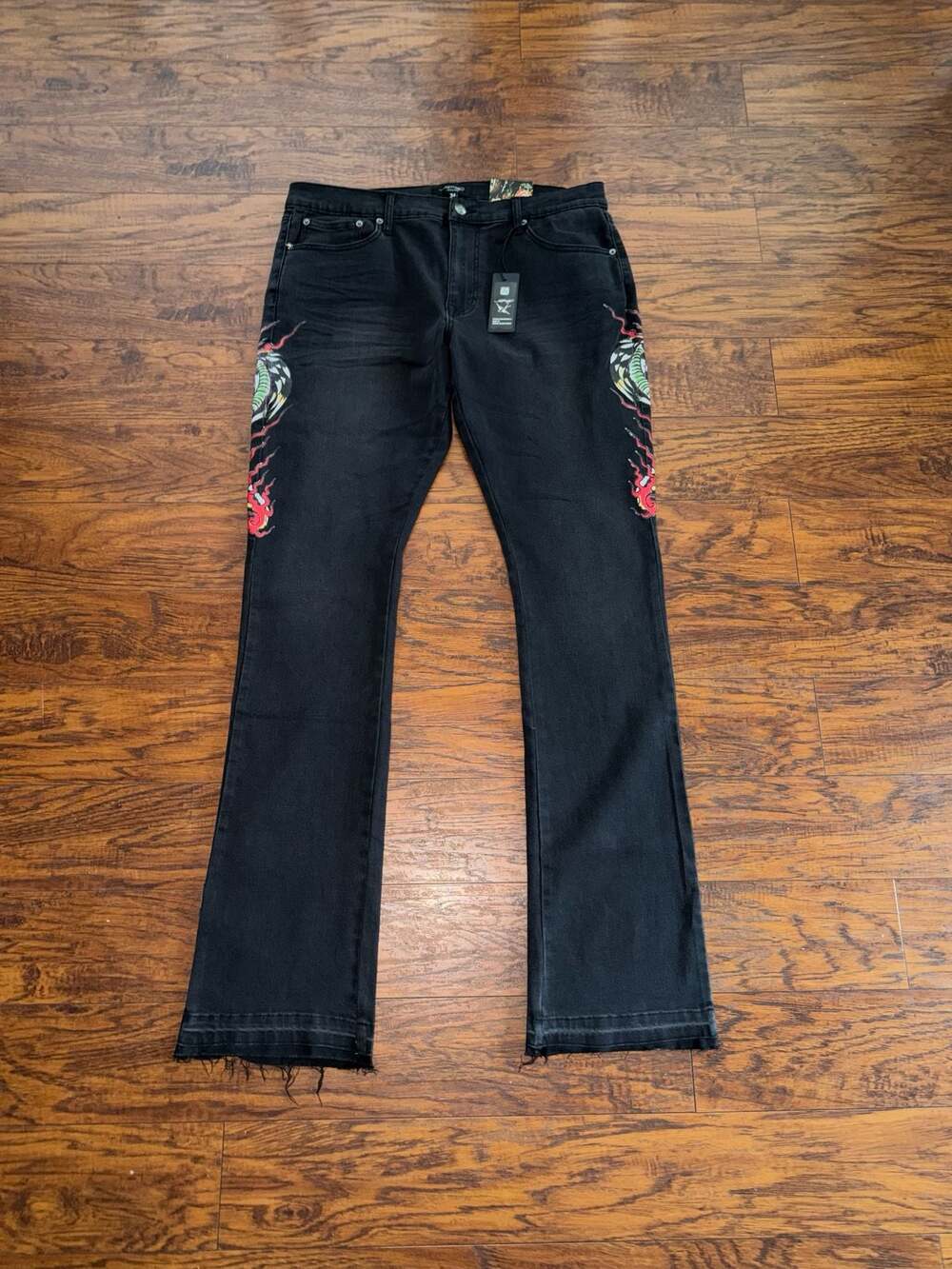 Ed Hardy Cobra Denim Stacked Bootcut Jeans Size 34
